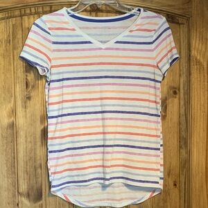 Old Navy Multicolor Striped V-Neck Tee